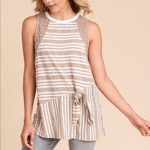 Sand & Lace Striped Knit Top